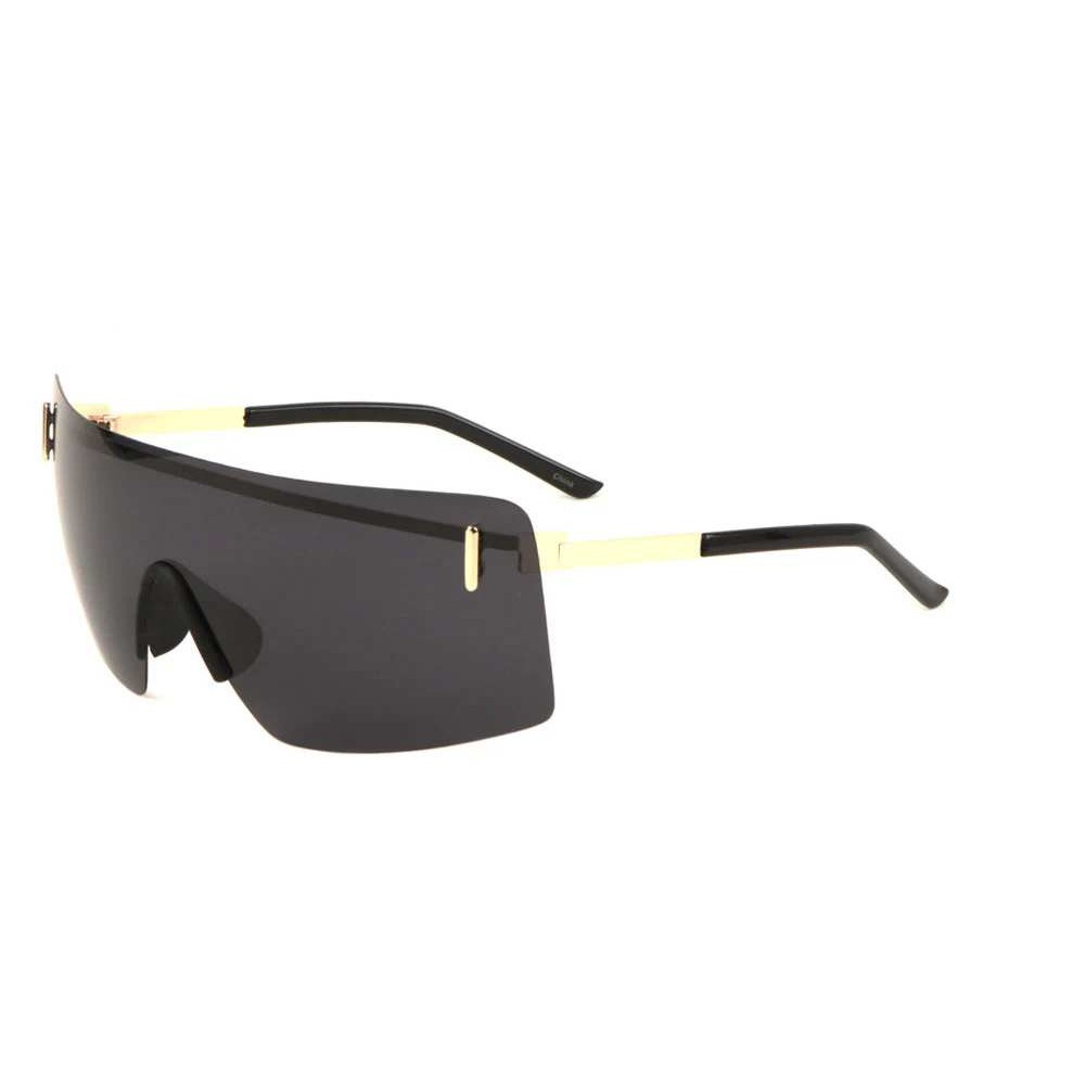Shield Sunglasses Visor One Piece Lens‎ Gold Accent Fashion Sun Glasses Lentes